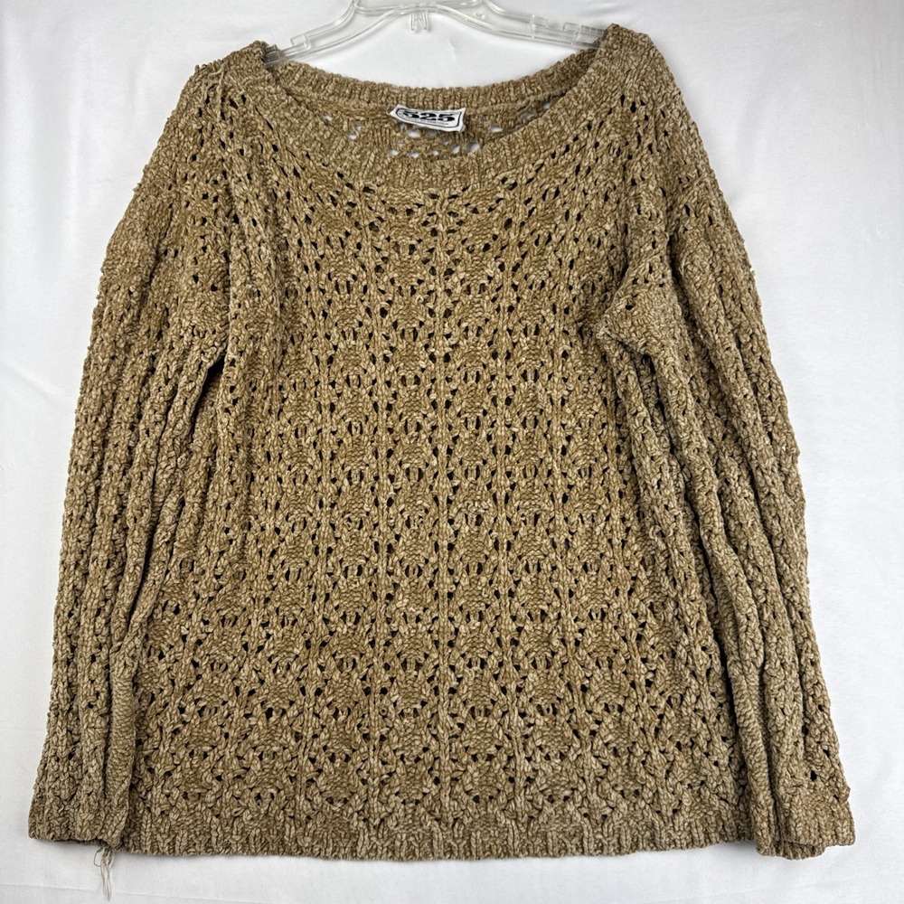 Vintage 525 Made in USA Chunky Knit‎ Tan Acrylic Sweater Womens Small